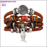 Plus Minus Co Hand-knitted Multi-layer Leather Feather Leaf Bracelet and, view 2