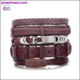 Plus Minus Co Hand-knitted Multi-layer Leather Feather Leaf Bracelet and, view 3