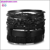 Plus Minus Co Hand-knitted Multi-layer Leather Feather Leaf Bracelet and, view 4