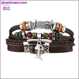 Plus Minus Co Hand-knitted Multi-layer Leather Feather Leaf Bracelet and, view 5