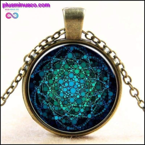Plus Minus Co Handmade Blue Fractal Mandala Necklace