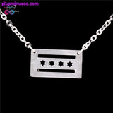 Plus Minus Co Handmade Brushed Metal Chicago Flag Necklace - Chicago State, view 2