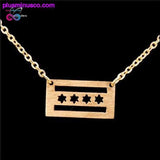Plus Minus Co Handmade Brushed Metal Chicago Flag Necklace - Chicago State, view 3