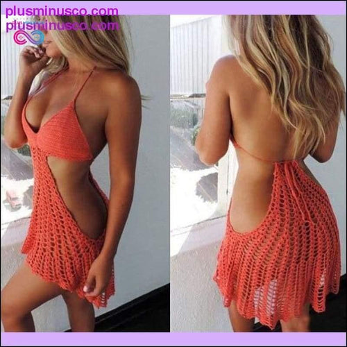 Plus Minus Co Handmade Crochet Deep V Neck Backless Swimwear