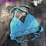 Plus Minus Co Handmade Crochet Women Bikini Top Boho Beach Bralette Solid, view 5