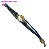 Plus Minus Co Handmade Leather Gold Coin Zodiac Bracelet, view 2