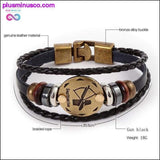 Plus Minus Co Handmade Leather Gold Coin Zodiac Bracelet, view 3