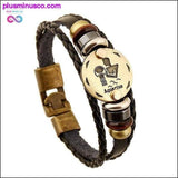 Plus Minus Co Handmade Leather Gold Coin Zodiac Bracelet, view 5