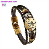 Plus Minus Co Handmade Leather Gold Coin Zodiac Bracelet, view 6