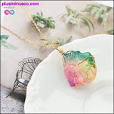 Plus Minus Co Handmade Natural Rainbow Quartz Crystal Necklace, view 3