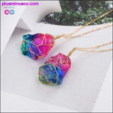 Plus Minus Co Handmade Natural Rainbow Quartz Crystal Necklace, view 4