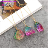 Plus Minus Co Handmade Natural Rainbow Quartz Crystal Necklace, view 5