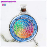 Plus Minus Co Handmade Rainbow Flower Of Life Mandala Necklace, view 2