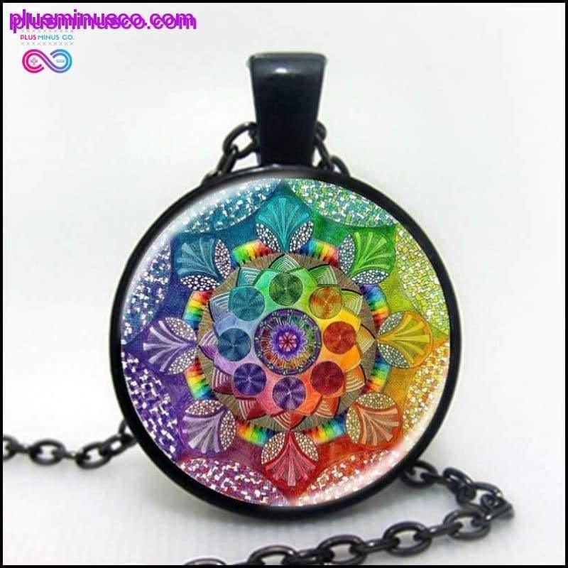 Plus Minus Co Handmade Rainbow Mandala Sacred Geometry Necklace
