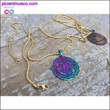 Plus Minus Co Handmade Rainbow Sri Yantra Pendant, 18k Gold Plated, view 2