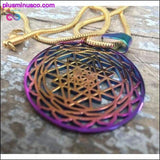 Plus Minus Co Handmade Rainbow Sri Yantra Pendant, 18k Gold Plated, view 3