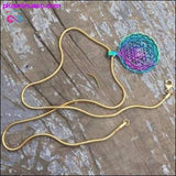 Plus Minus Co Handmade Rainbow Sri Yantra Pendant, 18k Gold Plated, view 5