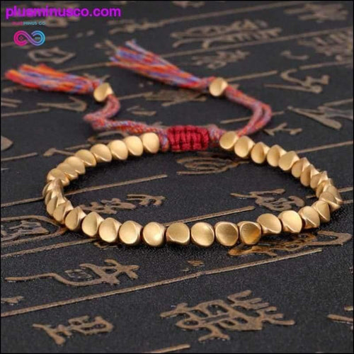Plus Minus Co Handmade Tibetan Buddhist Braided Cotton Copper Beads Lucky