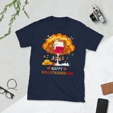 Plus Minus Co Happy Hallo Thanks Mas T-Shirt Funny Halloween Thanksgiving Christmas Alcohol Drinking Wine T-Shirt Short-Sleeve Unisex T-Shirt, view 2