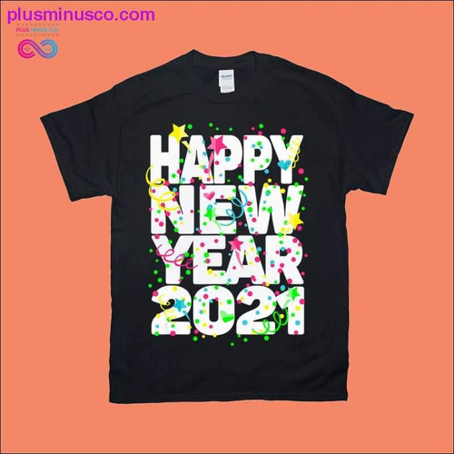 Plus Minus Co Happy New Year 2021 Black T-Shirts