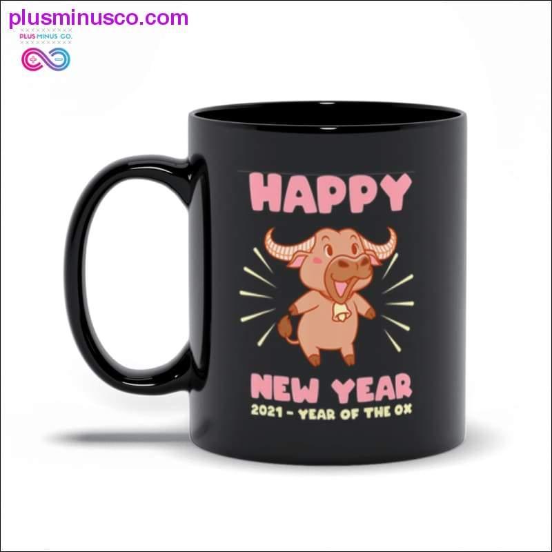 Plus Minus Co Happy New Year, 2021 -year of the OX Black Mugs