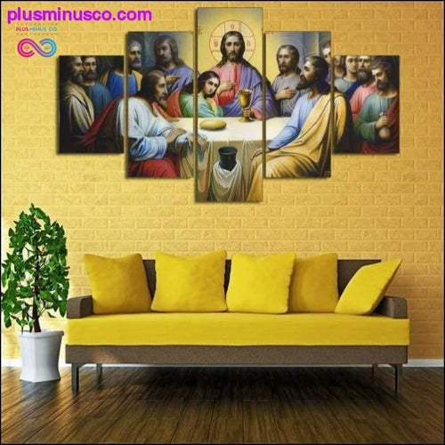 Plus Minus Co HD Print 5 pcs canvas wall art print The Last Supper