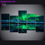 Plus Minus Co HD Print landscape painting 5 piece canvas art green Aurora, view 2