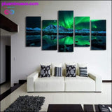 Plus Minus Co HD Print landscape painting 5 piece canvas art green Aurora, view 3