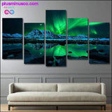 Plus Minus Co HD Print landscape painting 5 piece canvas art green Aurora, view 4