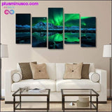 Plus Minus Co HD Print landscape painting 5 piece canvas art green Aurora, view 5