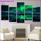 Plus Minus Co HD Print landscape painting 5 piece canvas art green Aurora, view 6