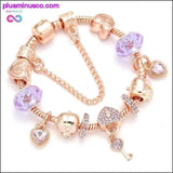 Plus Minus Co Heart & Key Pendant Rose Gold Color Fine Bracelets & Bangles, view 4