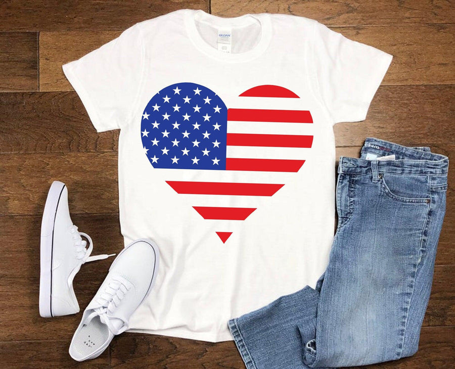 Plus Minus Co Heart Shaped American Flag T-Shirts, American Flag Heart , 4th Of July Shirt, Memorial Day , Patriotic , Flag Heart, Fourth Of July
