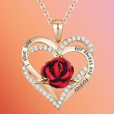 Plus Minus Co Heart Shaped Rose Metal Necklace Jewelry, view 2