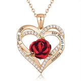 Plus Minus Co Heart Shaped Rose Metal Necklace Jewelry, view 3