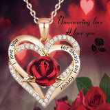 Plus Minus Co Heart Shaped Rose Metal Necklace Jewelry, view 4