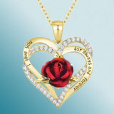 Plus Minus Co Heart Shaped Rose Metal Necklace Jewelry, view 5