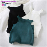 Plus Minus Co HELIAR Tops Women Crop Tops Off Shoulder Stretchy Knitted, view 3