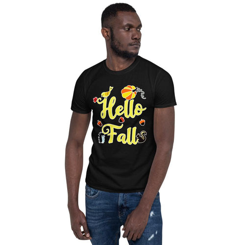 Plus Minus Co Hello FALL Autumn Leaves Shirt, Thanksgiving Pumpkin Shirt, Fall  Unisex T-Shirt