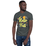 Plus Minus Co Hello FALL Autumn Leaves Shirt, Thanksgiving Pumpkin Shirt, Fall Unisex T-Shirt, view 3