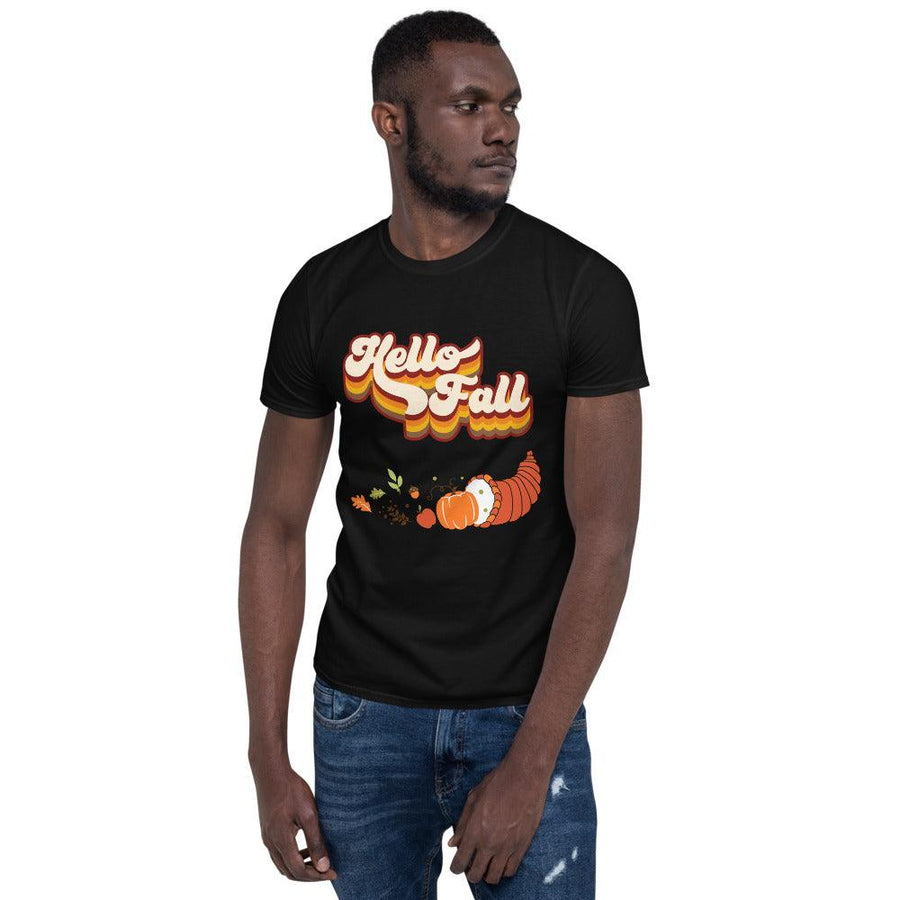 Plus Minus Co Hello fall, fall leaves and pumpkin, fall and autumn vibes Unisex T-Shirt