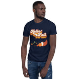 Plus Minus Co Hello fall, fall leaves and pumpkin, fall and autumn vibes Unisex T-Shirt, view 2