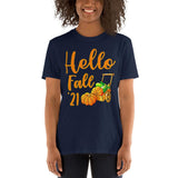 Plus Minus Co Hello Fall, hello Pumpkin, Fall Colors, Unisex T-Shirt, view 2