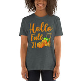Plus Minus Co Hello Fall, hello Pumpkin, Fall Colors, Unisex T-Shirt, view 3