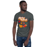 Plus Minus Co Hello Fall  Unisex T-Shirt, fall leaves, pumpkin spice latte and football, view 3
