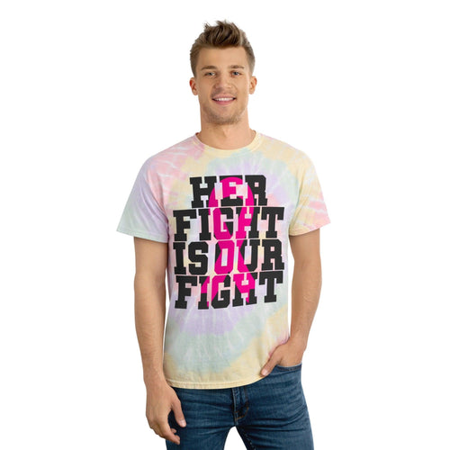 Plus Minus Co Her fight is our fight Breast Cancer Shirt,Cancer Survivor Shirt, Breast Cancer Awareness,Pink Ribbon Tie-Dye Tee, Spiral