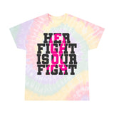 Plus Minus Co Her fight is our fight Breast Cancer Shirt,Cancer Survivor Shirt, Breast Cancer Awareness,Pink Ribbon Tie-Dye Tee, Spiral, view 2
