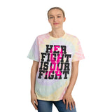 Plus Minus Co Her fight is our fight Breast Cancer Shirt,Cancer Survivor Shirt, Breast Cancer Awareness,Pink Ribbon Tie-Dye Tee, Spiral, view 4