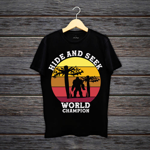 Plus Minus Co Hide and Seek World Champion | Bigfoot | Retro T-Shirts