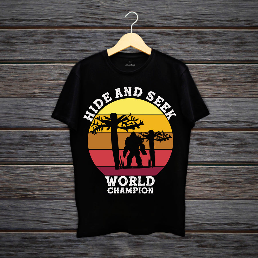 Plus Minus Co Hide and Seek World Champion | Bigfoot | Retro T-Shirts